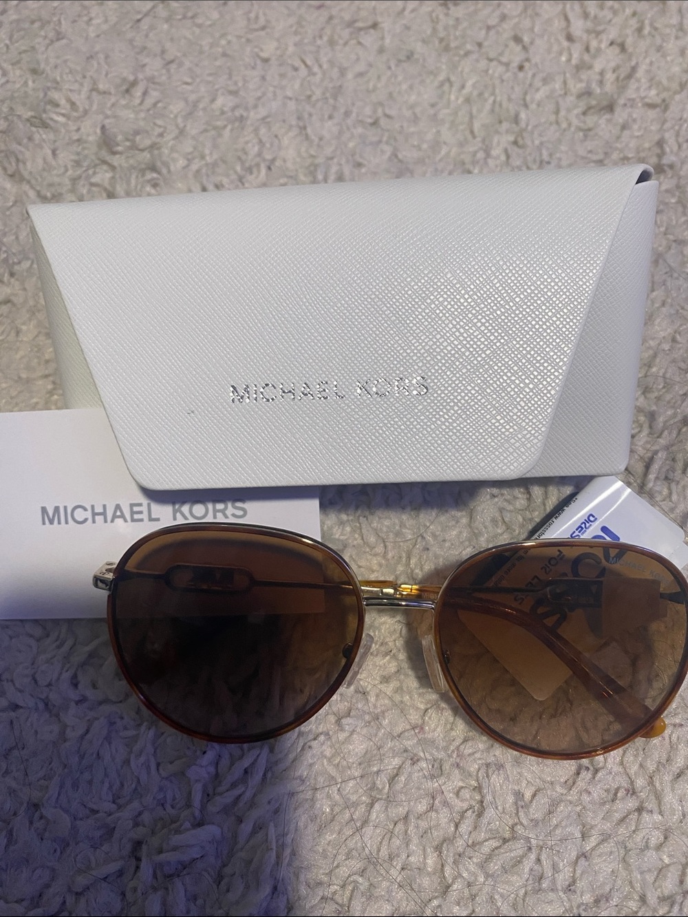 Michael Kors Gold-Tone Frame Sunglasses with Brown Gradient Lenses